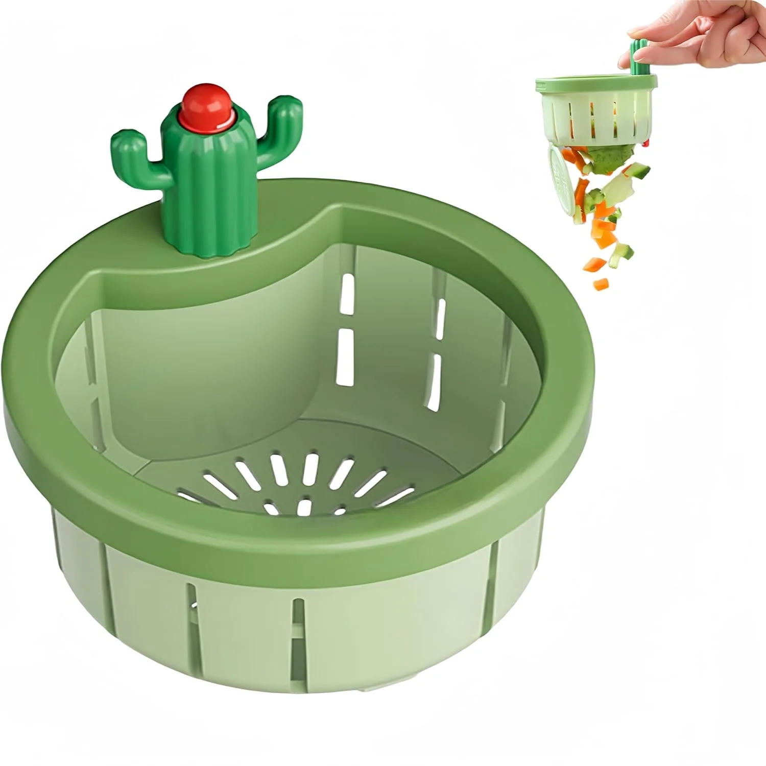 Cactus Kitchen Sink Drain Strainer,Sink Drain Strainer,Press Automatic Dumping Basket,Kitchen Waste Collector Filter,Multi-Funct