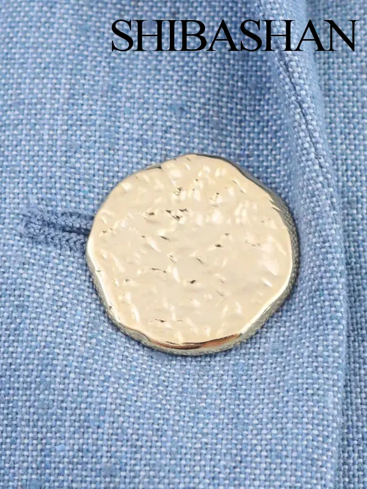 HH Women Chic Turndown Collar One Button Short Sleeve Top+Autumn Pockets Solid Zipper Pleated Straight Pants 2-Piece Set