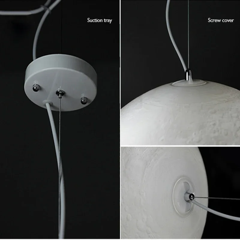Modern Led 3d Print Moon Pendant Living Room Restaurant Hanging Lamps E27 12w 90v-260v Indoorchildren\'S Lighting Luminaire