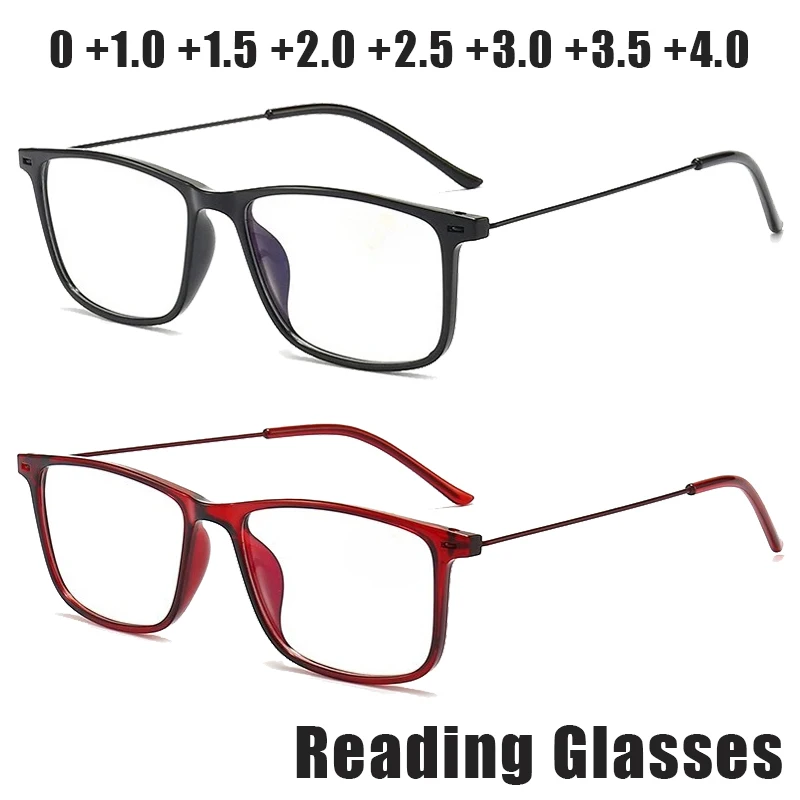 

New Square Frame Anti-Blue Light Presbyopia Eyewear Unisex Ultra-Lightweight High-Definition Reading Glasses Diopter 0 To +4.0
