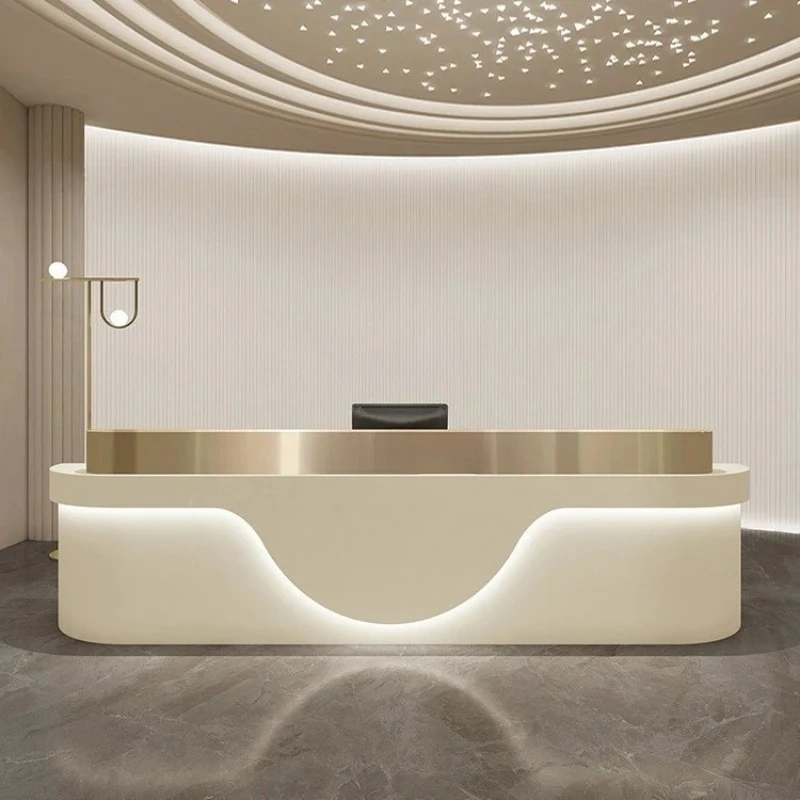 

Luxury Modern Beauty Salon Reception Desk Cash Register Counter Pulpit For Church Entrance Tableslectern For Church Front Desk