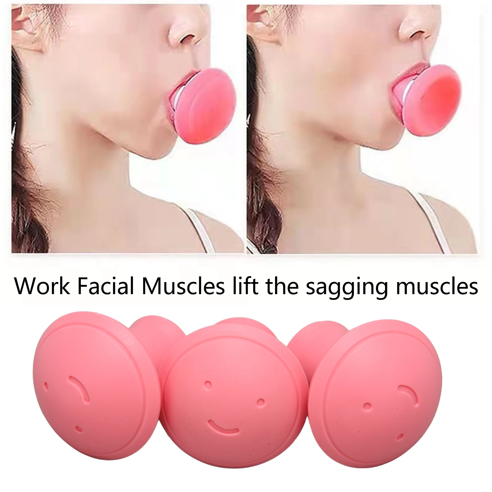 3pcs V Face Slimming Tool Lift Skin Firming Shape Lifting Jaw Trainer Massager Instrument Double Chin Reducer Jawline Exerciser