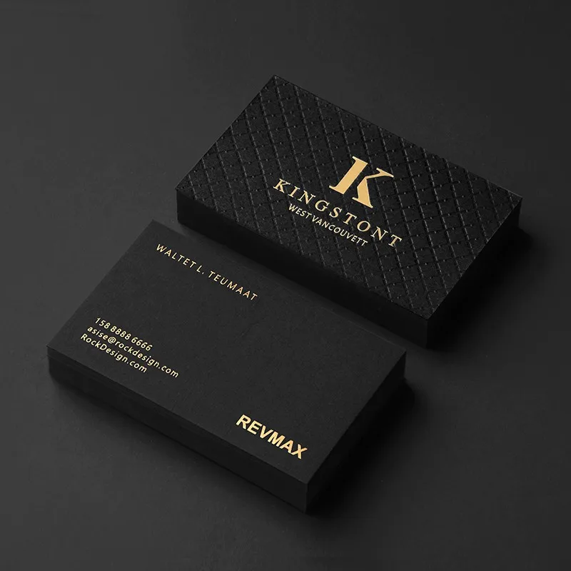 

20 0.Zhang.Custom.Custom Design Visiting Card Luxury Black Embossed Business Card Printed Foil Stamping Paper Cards With Ow