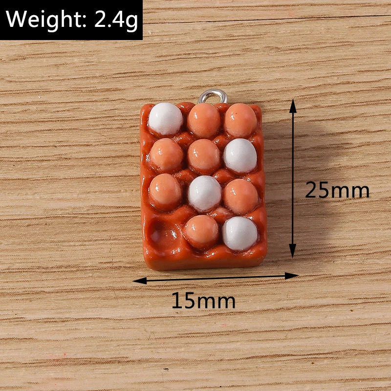 Tusember 10 Stück Harz-Simulations-Mais-Sonnenblumenkerne Schokoladen-Hamburger-Eier-Anhänger für Schmuckherstellung DIY Ohrringe Schlüsselanhänger – Detail 6