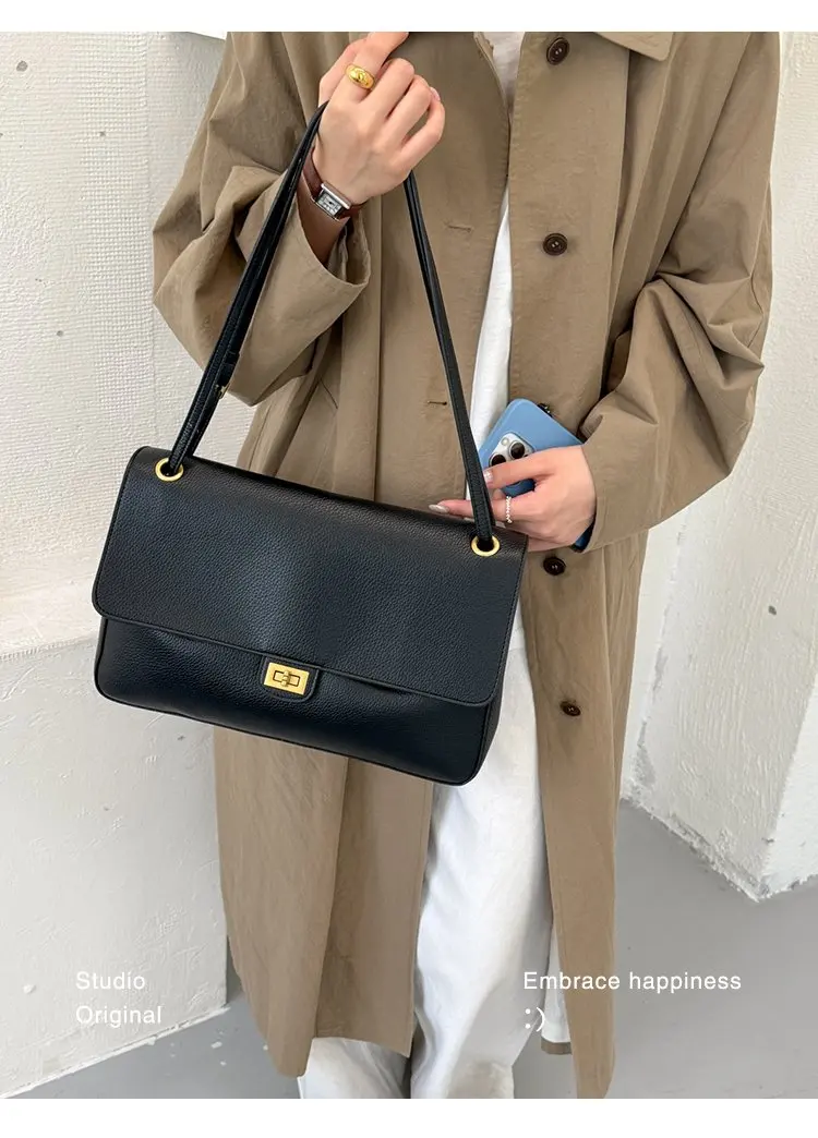 Bolso tipo cubo para mujer, diseño vertical de un solo asa, tapa abatible ancha, diseño sencillo y elegante, adecuado para adultos de 20 a 60 años.