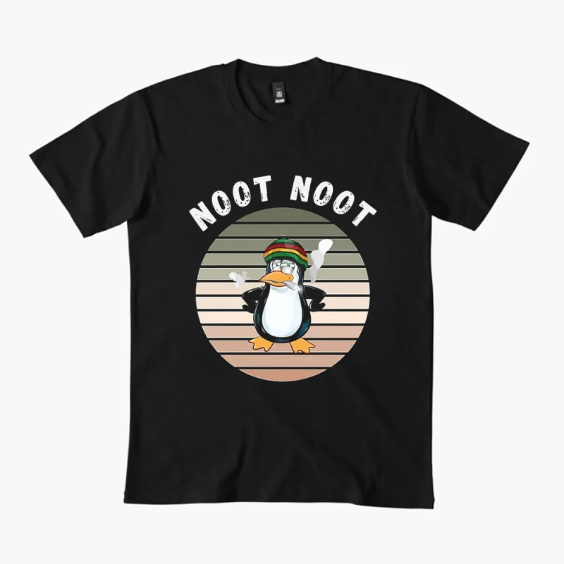 

0330 Noot Noot Pingu Meme Gift t shirt for men Funny cartoon Graphic Clothes 100% cotton printed Y2K clothing Large size tee