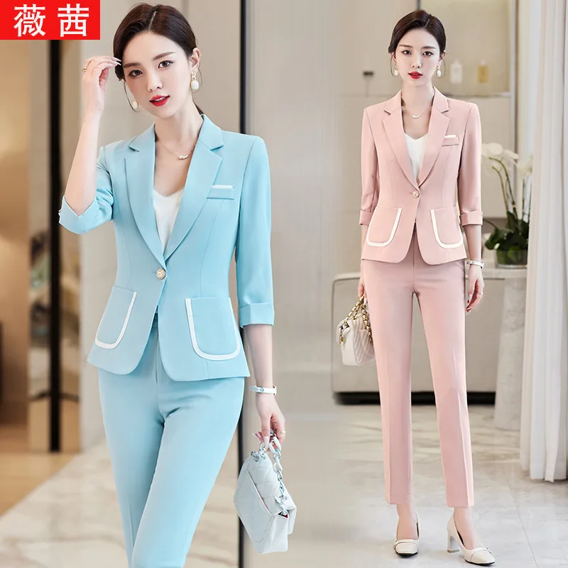 

2023 Summer Half Sleeve Ol Business Wear Women's Suits Suit Pants Business Formal Wear Graceful Fashionable Set Overalls