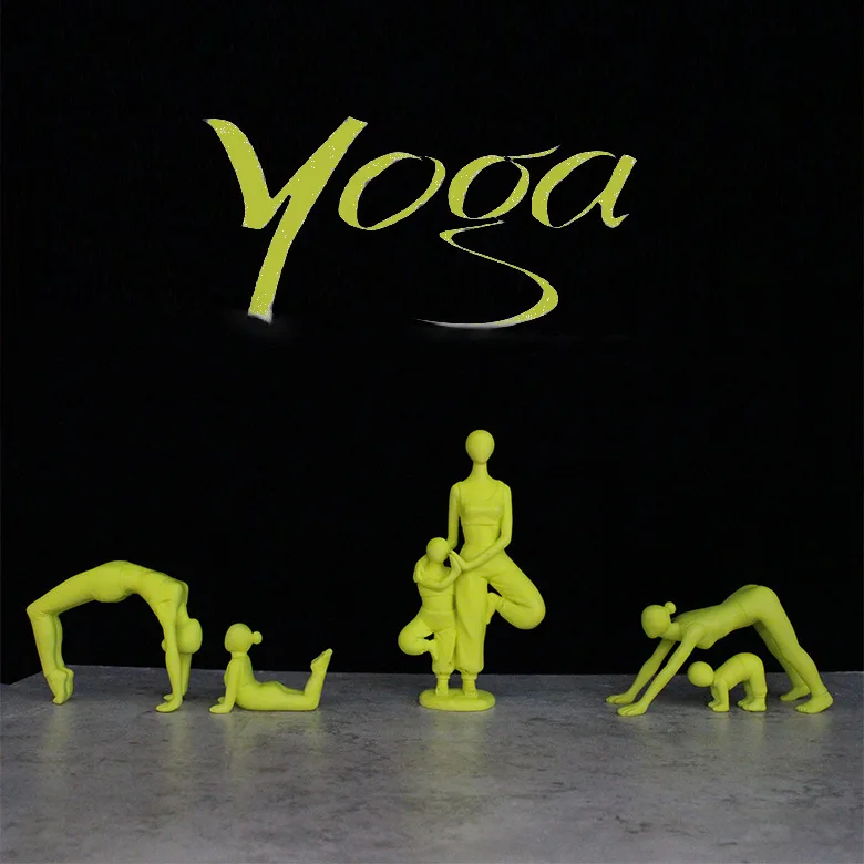 

5‌pcs/set Handmade Resin Yoga Statue - Unique Sports Decor for Home & Office‌