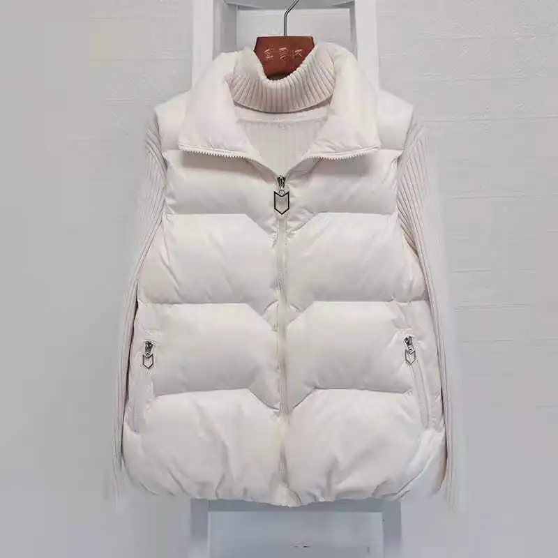 Chalecos ligeros de algodón para mujer, chaquetas coreanas cálidas, parka brillante sin mangas con capucha, primavera y otoño, 2024