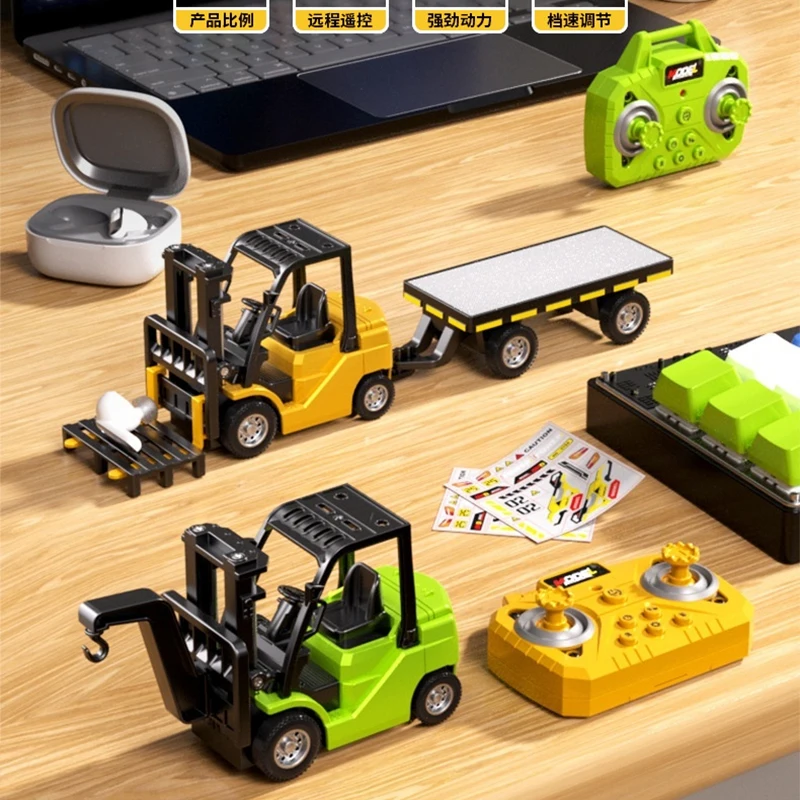 

New 1/64 Mini Alloy Forklift Simulation Remote Control Engineering Vehicle Dual Remote Control Can Be Controlled By Mobile Phone