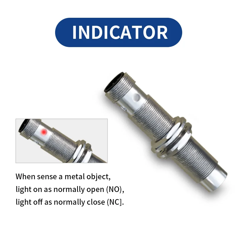 KJT M18 All-Metal Inductive Proximity Sensor NON-Flush SN 8mm connection IP67 NPN PNP NO NC