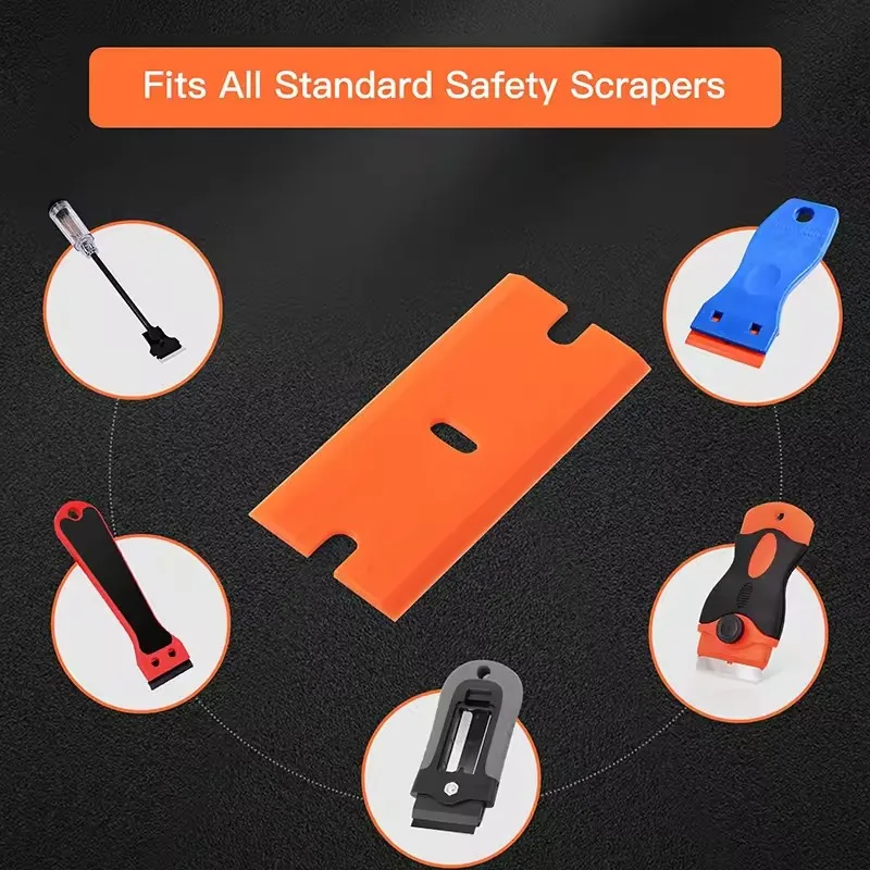 1PC Plastic Razor Scraper Tool with 10PCS Plastic Blades for Removing Glue, Sticker, Decals, Tint from Car Window and Glass