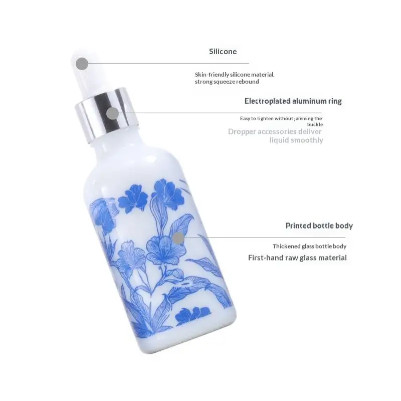 10/15/30ml Ceramic Blue & White Porcelain Essential Oil Dropper Bottles Leakproof Travel-Friendly Design