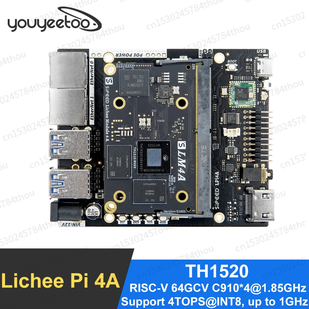 Sipeed LicheePi 4A Risc-V TH1520 Linux SBC Development Board 4TOPS NPU 50GFLOP GPU 16GB LPDDR4 128GB eMMC Single Board