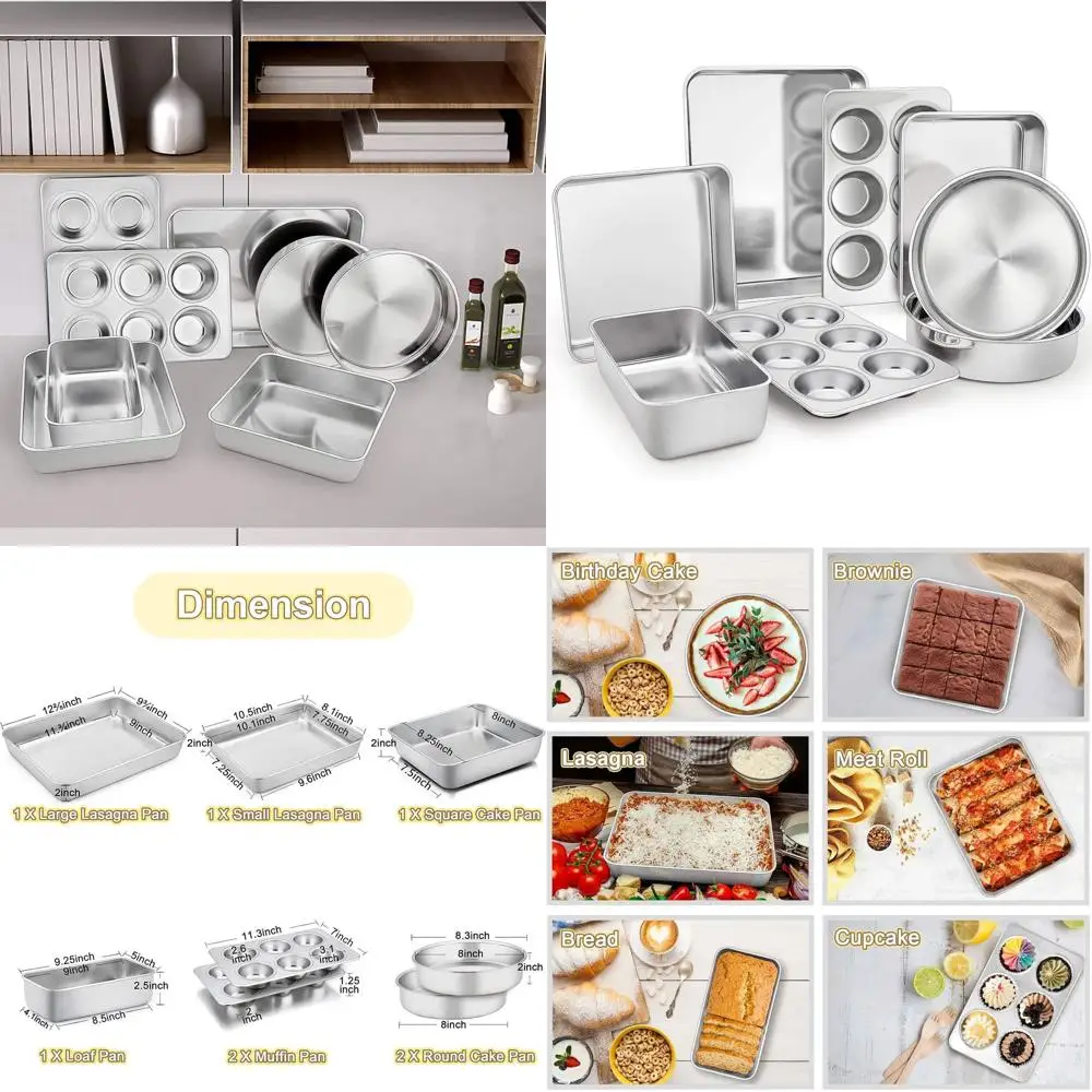 

8-Piece Bakeware Set: Non-Toxic, Dishwasher Safe Pans for Roasting, Baking, and Toasting