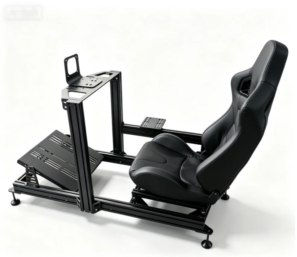 Complete Set Aluminum Simulator Driving Cockpit 4080 Sim Racing Rig With Bucket Seat Universal Steering Wheel Base For PC Games