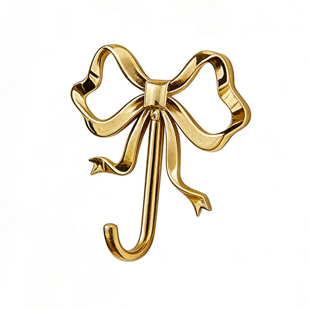 Decorative Gold Bow Wall Hooks Alloy Material for Home Organization Wall Mounted Towel Hat Coat Hook Set of 4 Units