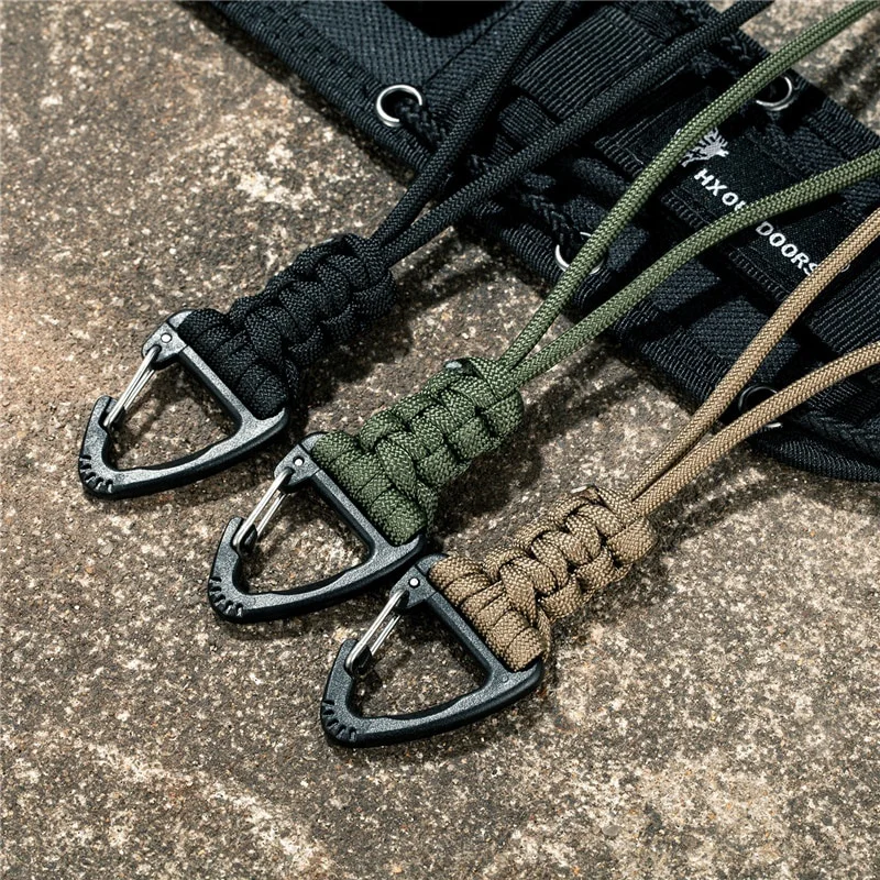 1pc Handwoven High Strength Rope Key Chain For Men, Tether Triangle Buckle Key Ring For Backpack