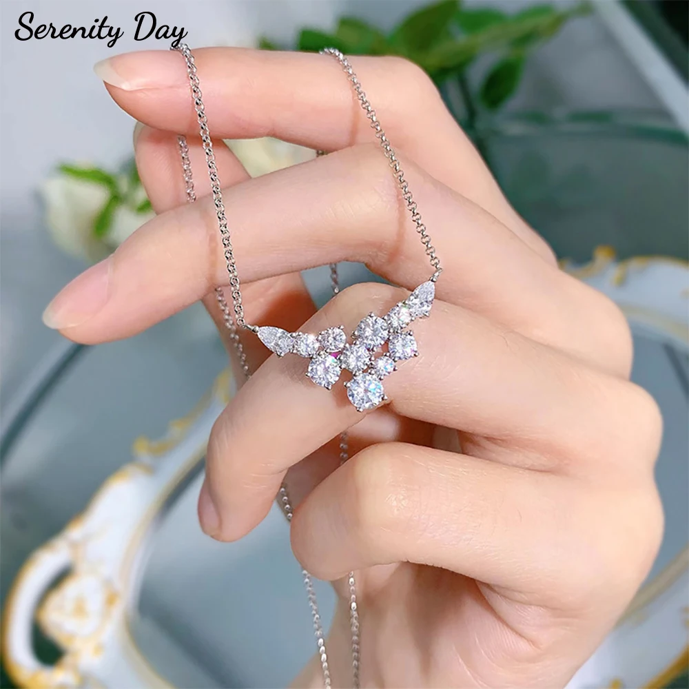 

Serenity 4,8 карата D цвет муассанит ожерелье женский свадебный подарок 100% стерлинговое серебро S925 сверкающий лабораторный бриллиант кулон шейная цепочка