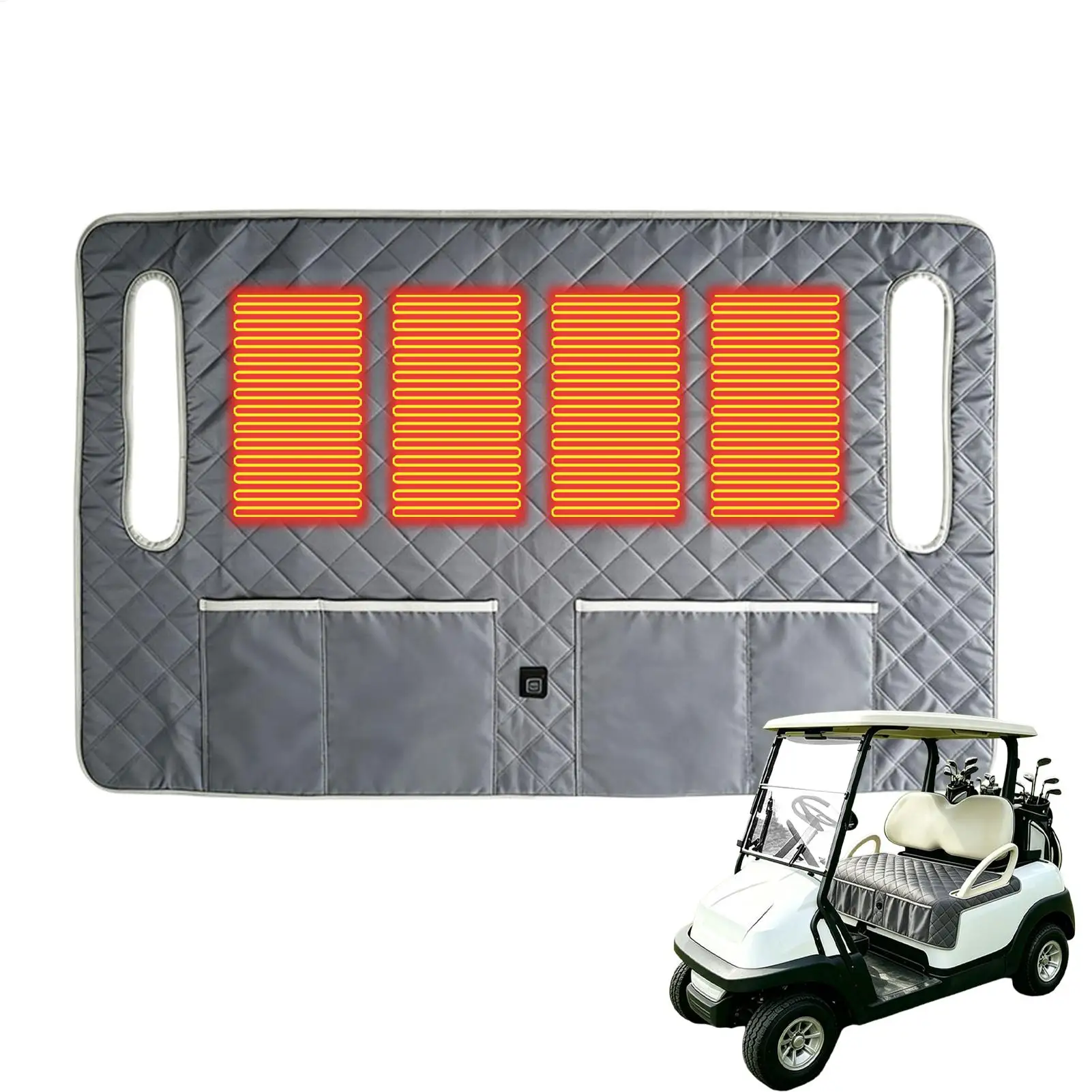 Golf Cart Blanket 4 Zone Heating 3 Level Adjustable Cushion Golf Cart Cushion Cover for Men Women Husband Pets People Outdoor