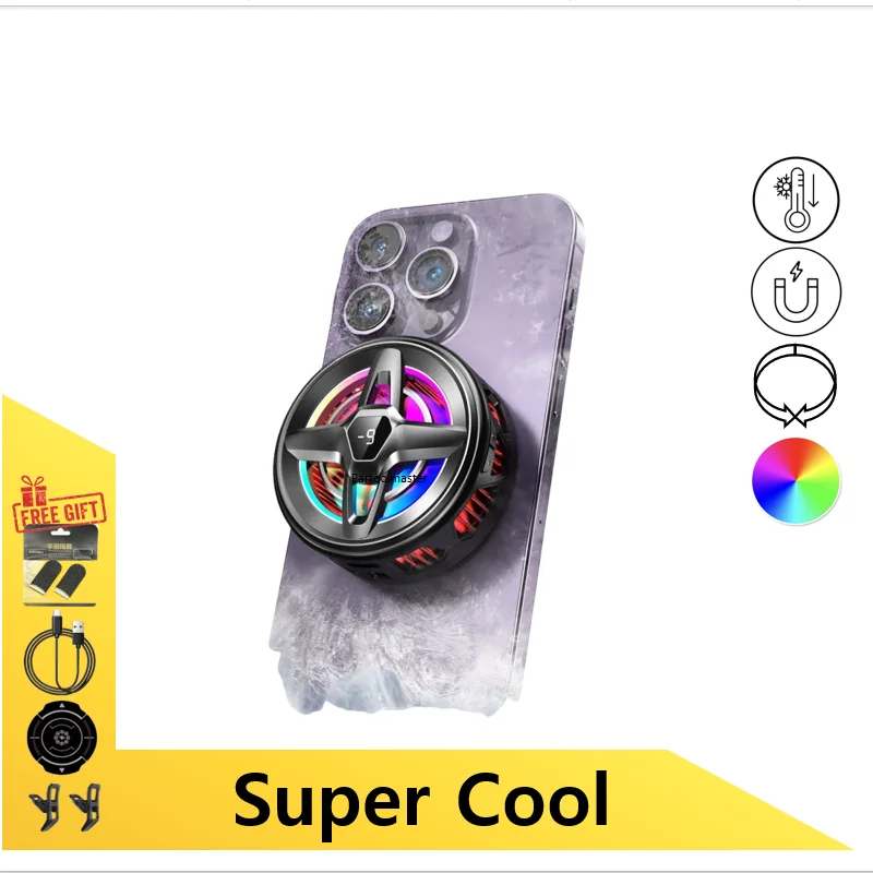 

2026 K25 Semiconductor Mobile Phone Cooler with 4-Gear & RGB Adjustment 15W Ultra Cool Silent Cooling Fan Radiator