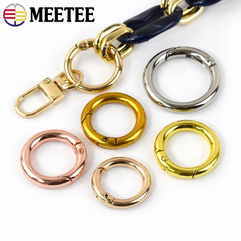 50Pcs Metal O Ring Buckles For Bag Strap Dog Collar Spring Clasp Hooks Webbing Keychain Loops DIY Leather Craft Accessories