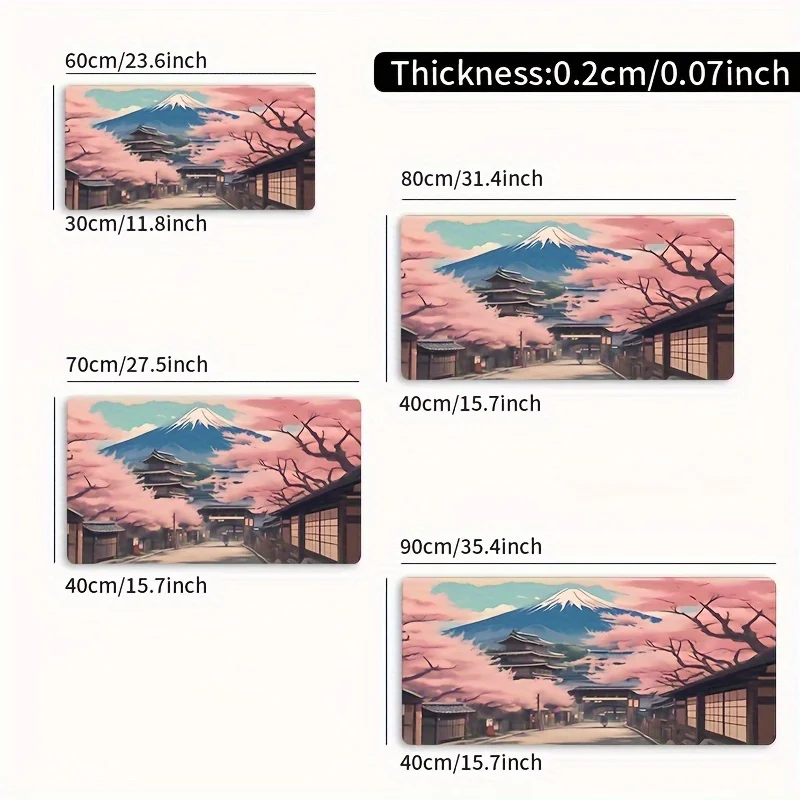 Mount Fuji Large Mouse Pad, Natural Rubber, Durable Stitched Edges, Anti-Slip Desk Mat, Learning Accessories