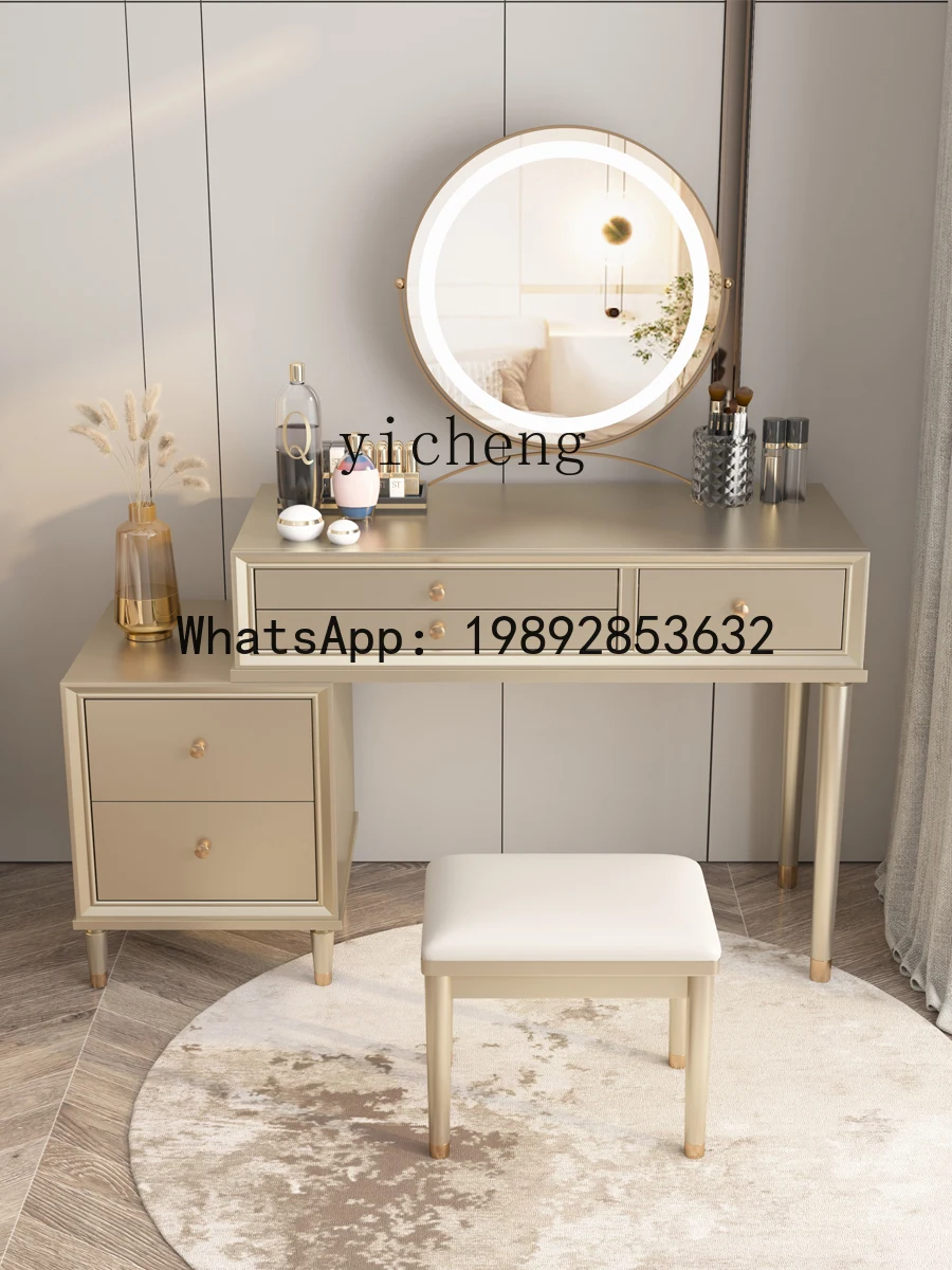 QQ  Light Luxury Solid Wood Dressing Table Bedroom Storage Integrated Advanced Dresser Simple Makeup Table