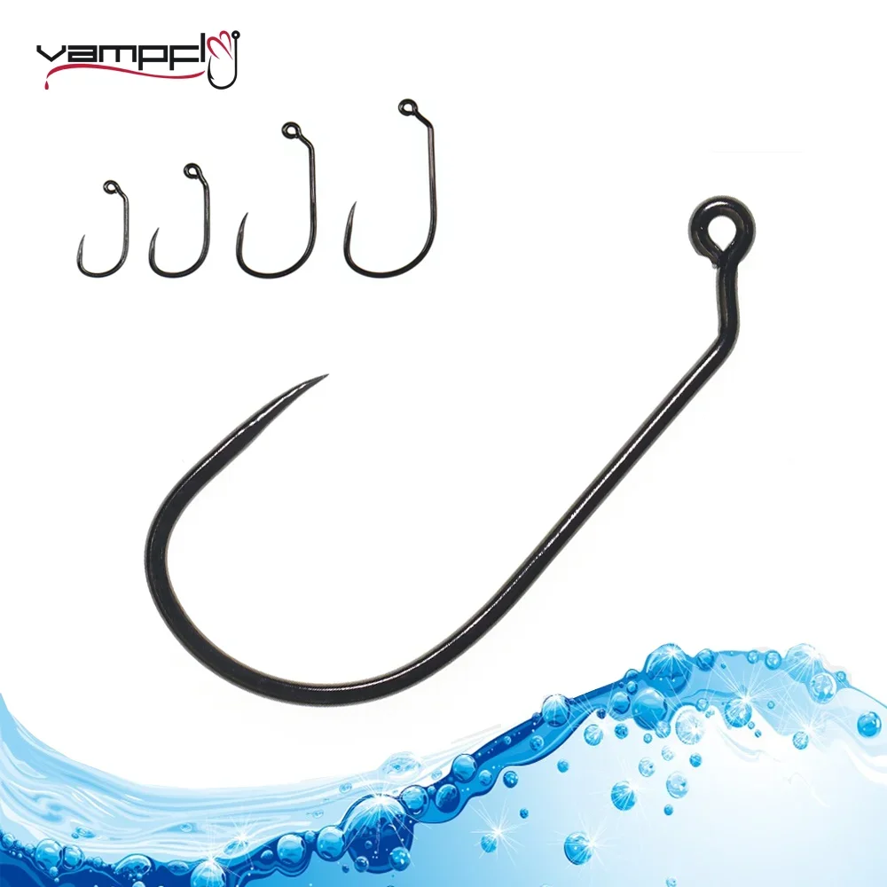 

Vampfly 50pcs #1-#8 Barbless Jig Hook High Carbon Steel Fly Tying Hook Competition Fly Fishing Hook Jig Nymph Streamer Fly Hook