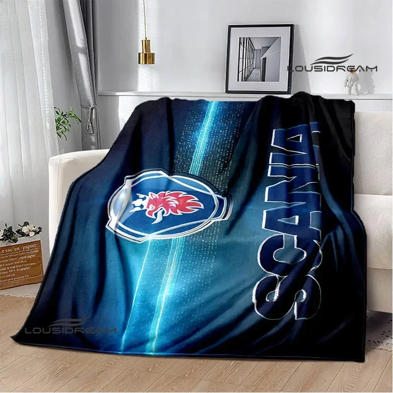 S-Scania logo printed blanket Warm Flannel Blankets Soft and Comfortable Blankets Home Travel Blanket bed linings Birthday Gift