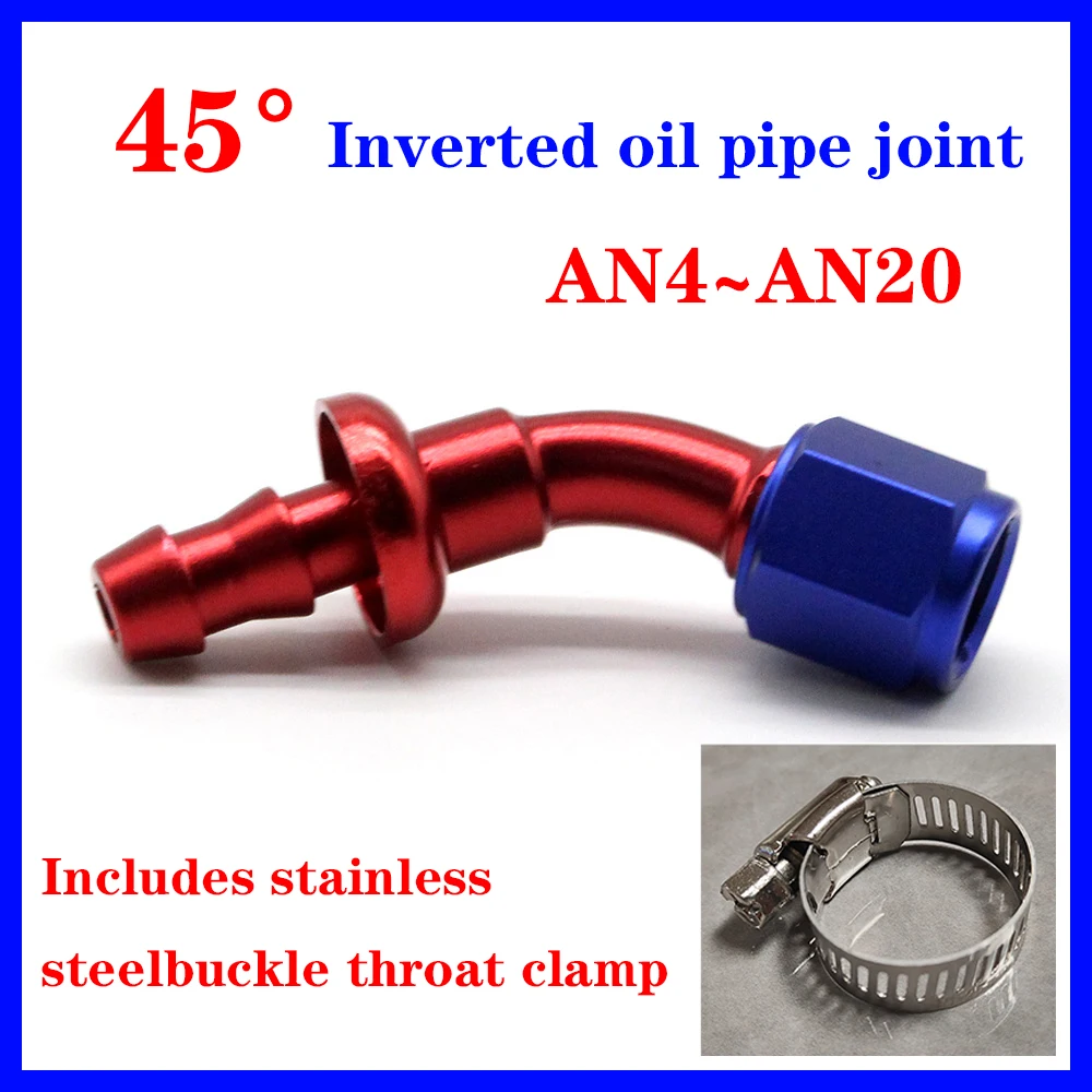 

Reusable Connection Adapter Red AN4 AN6 AN8 AN10 AN12 AN16 AN20 Oil Fuel Fitting Oil Fuel Push On Hose 45 Degree Rubber Hose End