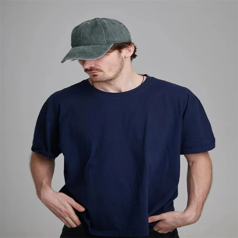レトロなウォッシュ加工コットン野球帽（男女兼用）、ヒップホップキャップ、リブ付きミリタリーグリーンキャップ、アウトドアカジュアルスポーツキャップ