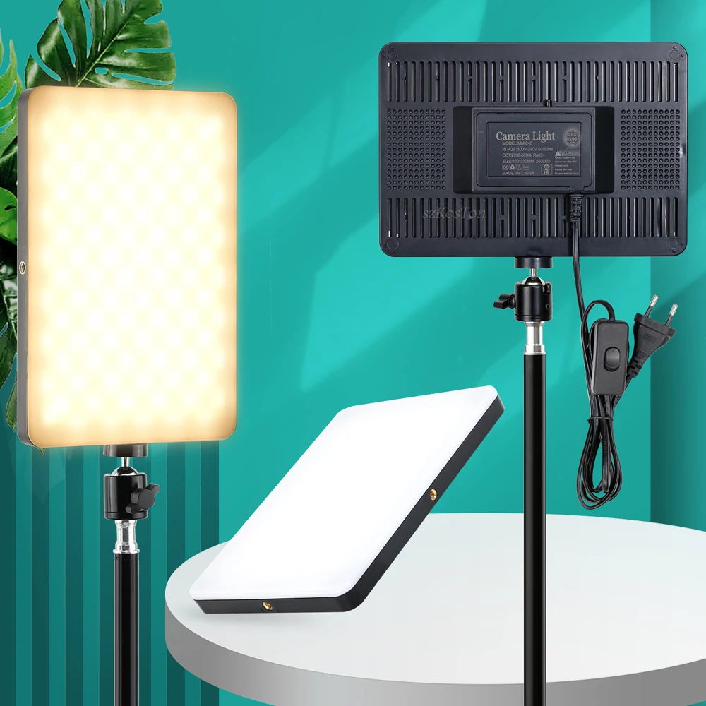 

LED Video Fill Light Lamp Panel Photography Lighting 3200k-5600k EU Plug For Live Stream Photo Studio With Tripod Stand Remote