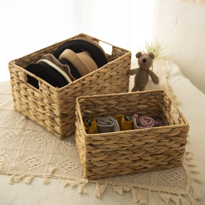 

Hand-woven Tabletop Living Room Bedroom Kitchen Organizing Storage Box Cosmetic Storage Basket Toys Fruit Clothes Storage Basket