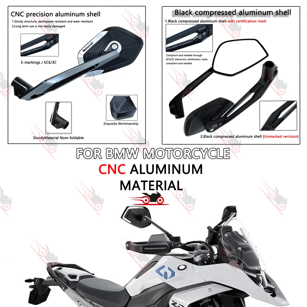 For BMW R1250RS R1250R F900R G310R S1000R F900XR C400GT C400X CE04 Motorcycles Rearview Mirrors Rotatable Side Rear View Mirrors