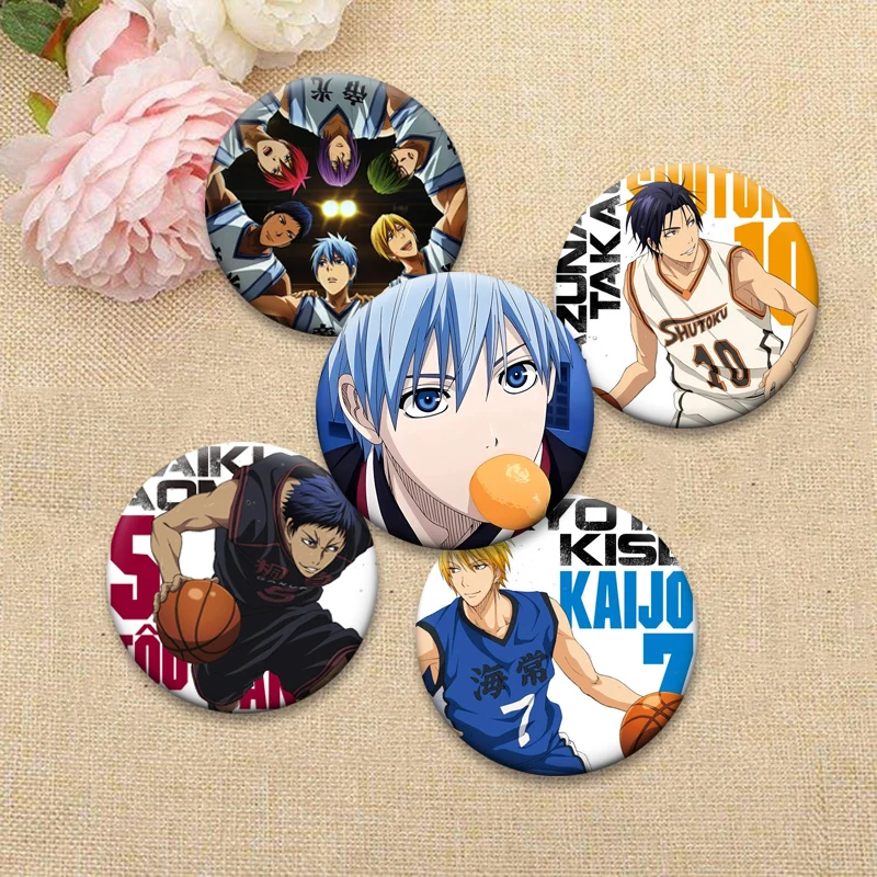 Anime Kuroko's Basketball Pins Handmade Round Brooches Kuroko Tetsuya Kagami Taiga Cartoon Badge for Backpack Accessories Gifts