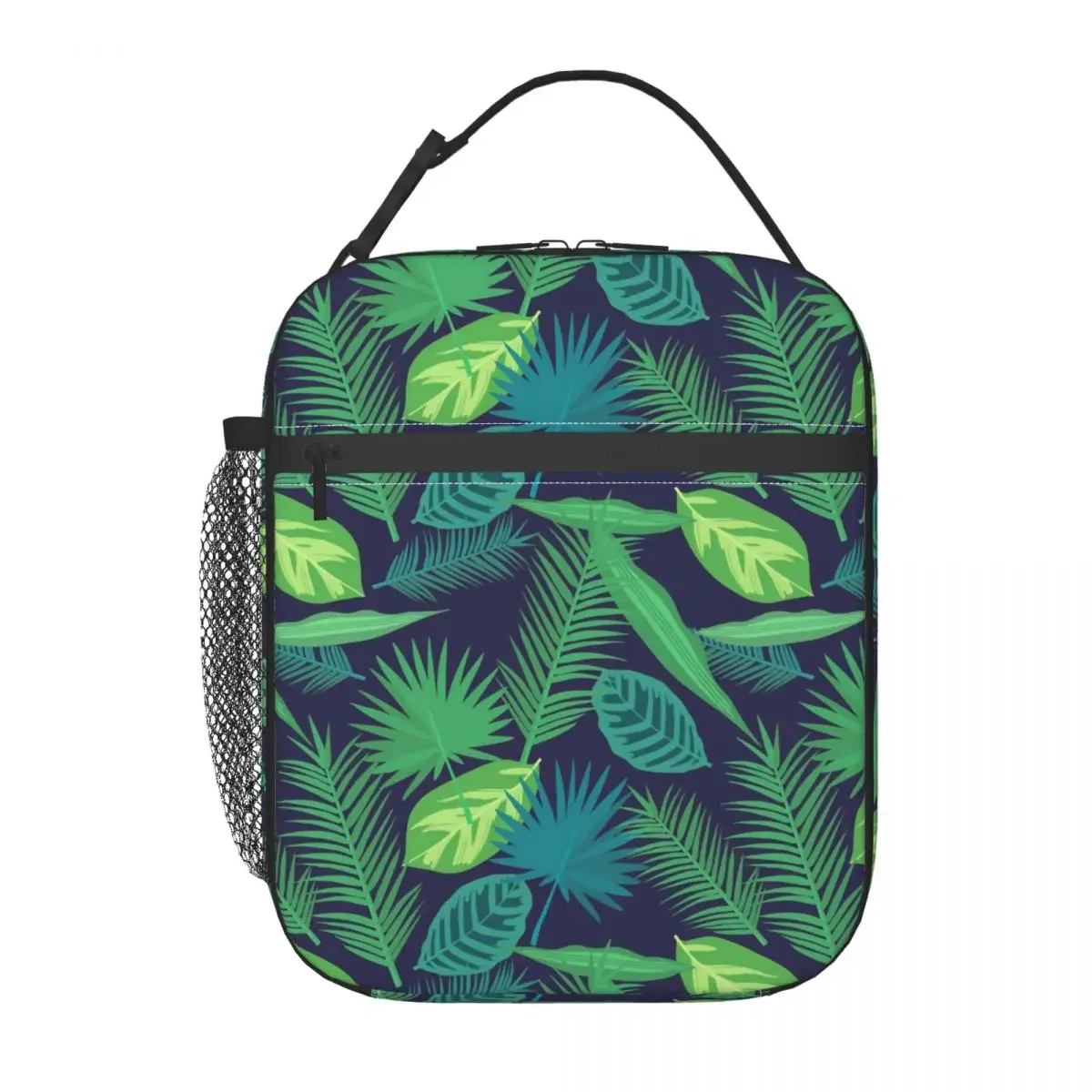 Saco do almoço da impressão da folha da planta, Lancheira Tropical Palm Leisure, Escola Infantil Conveniente Saco Refrigerador, Oxford Thermal Tote Handbags