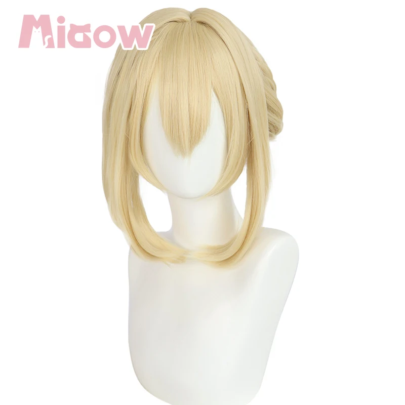 Anime 'Violet Evergarden' Violet Cosplay Wig, Light Blonde Pre-styled Updo Bun Hair Heat Resistant Synthetic Wig 5