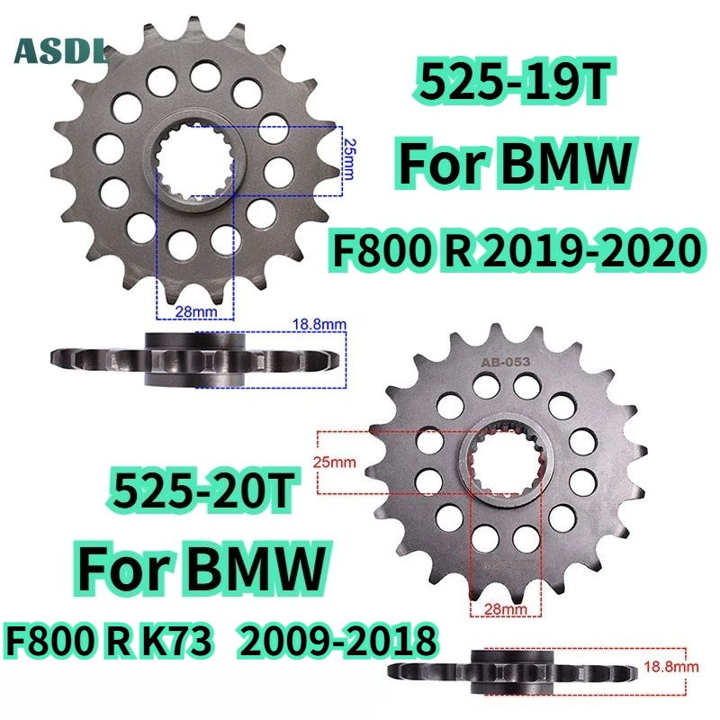 525 19T 20T Motorcycle Front Sprocket for BMW F800R 2019-2020 F800 R K73 2009-2018 Moto 20CrMnTi Gear Wheel 525Chain 19 20 Teeth
