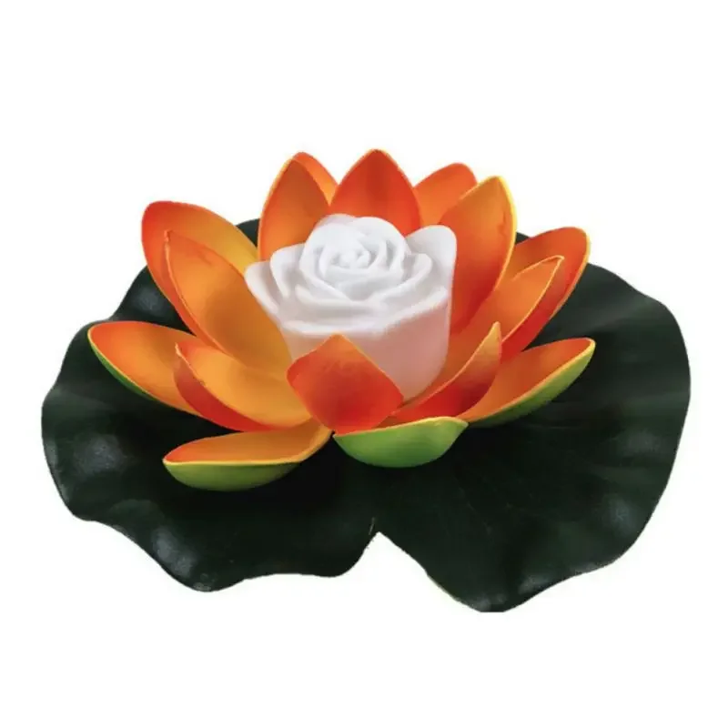 Artificial Lotus LED Water Floating Flower Waterproof Water Lily Night Lamp Pond Pool Garden Fish Tank Fountain Decoration