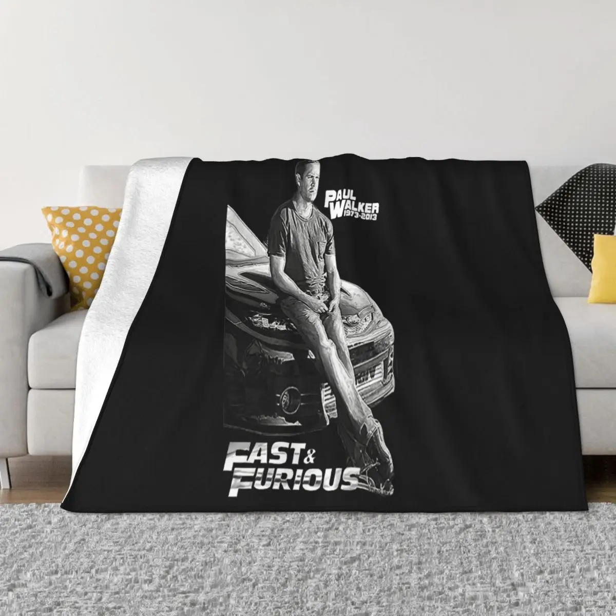 Tops Male Unisex T- CrewMen Style Paul Walker Stree Racingss Fas N Furious Unisex T- Trend Game Better Unique Throw Blanket