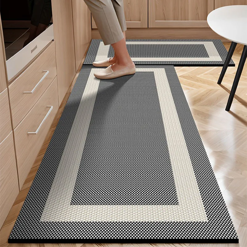 Imagem -03 - Imitação de Linho Design Floor Mat Absorvente de Água Anti-slip Diatom Mud Mats Tapete de Cozinha Tapetes de Banheiro