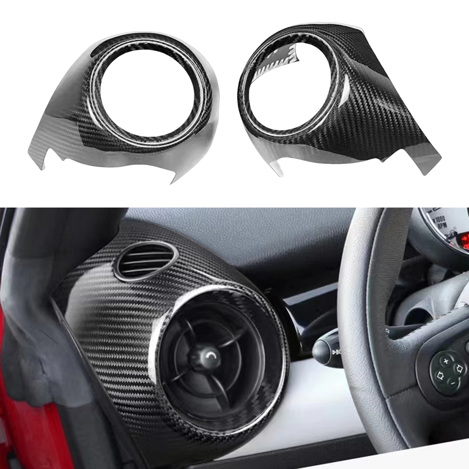 For Mini Cooper R54 R55 R56 R57 R58 R59 R60 S JCW Real Carbon Fiber Car Interior Air Vent Outlet Conditioning Pod Cover Cap Trim