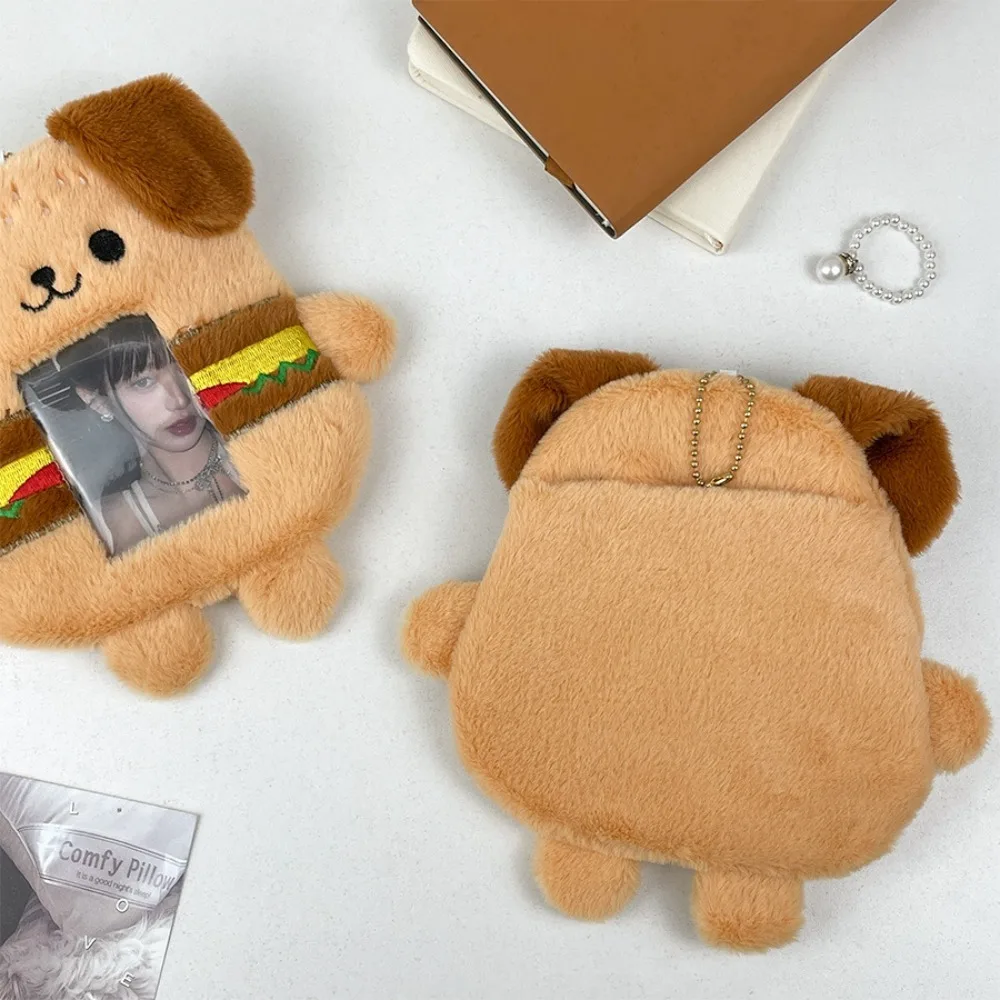 Protector de tarjeta de hamburguesa y perro, juego de protección de identificación de PVC, soporte de felpa para sesión fotográfica, funda deslizante, bolsa de tarjeta de dibujos animados, nuevo