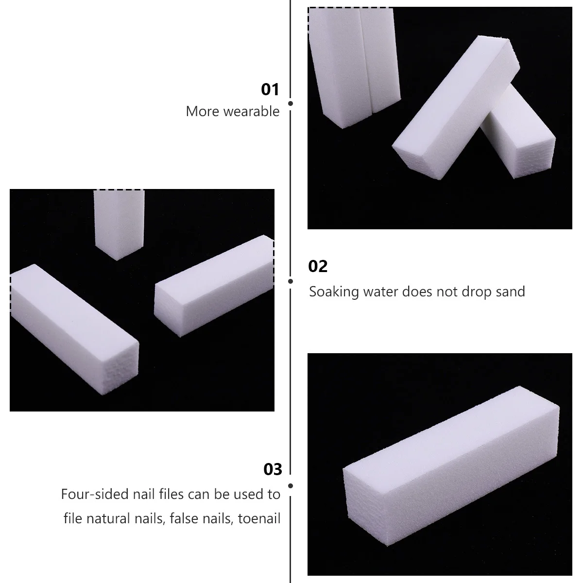 10 pezzi di lime per unghie, blocco di macinazione su quattro lati con bordi lisci per uso domestico in salone, strumenti per lucidare le unghie, strumenti per manicure da donna