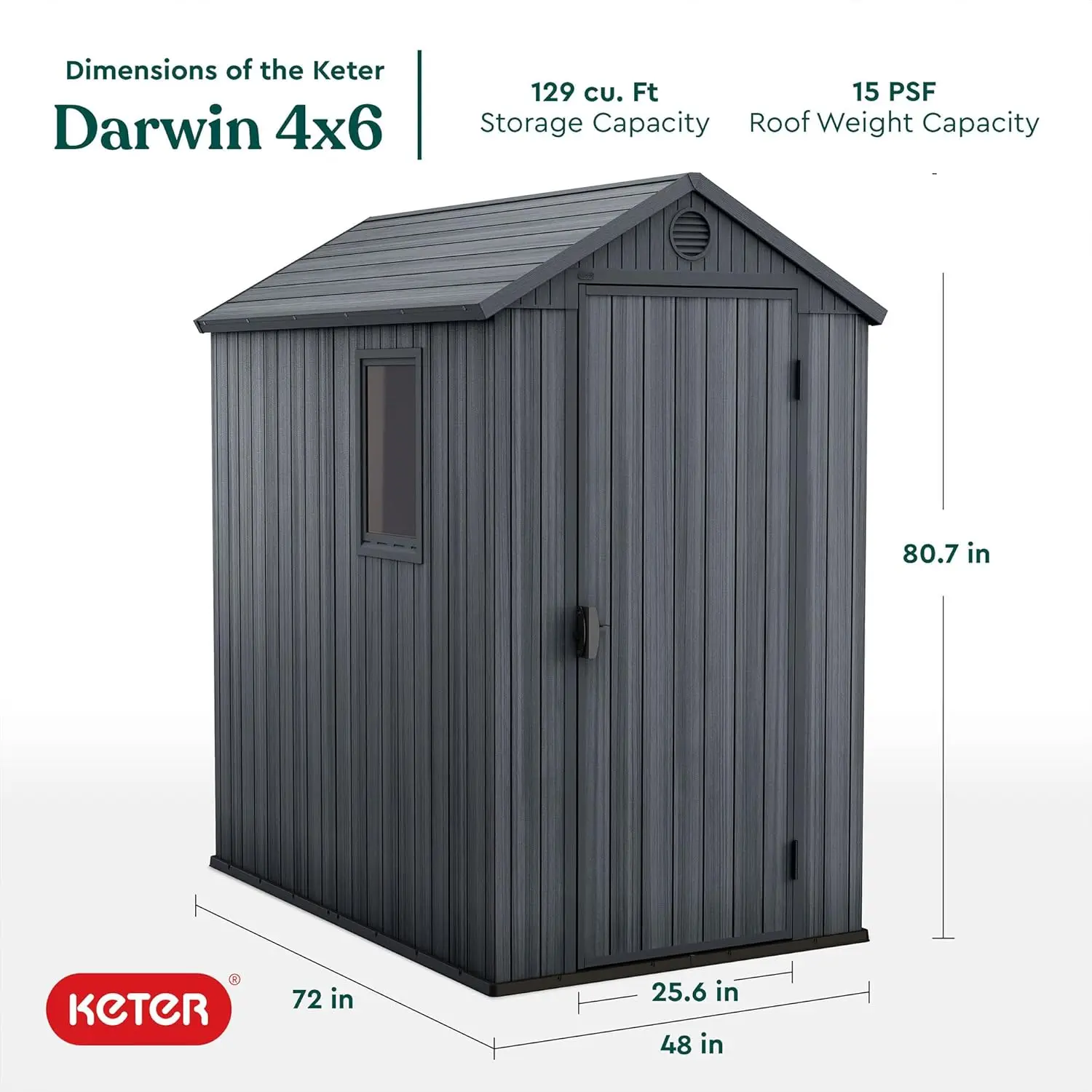 All-Weather Storage Shed with Window, Built-in Ventilation, Customizable Walls, & Lockable Single Door