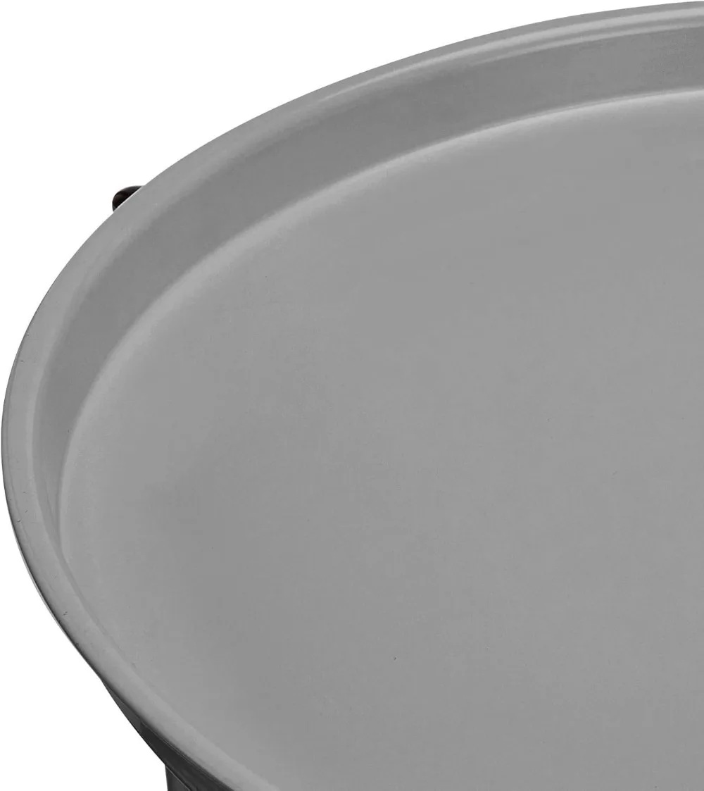 طاولة جانبية للتخزين مستديرة مع سلة قماش، رمادي فحمي، 17.7x17.7x18.9 بوصة #5