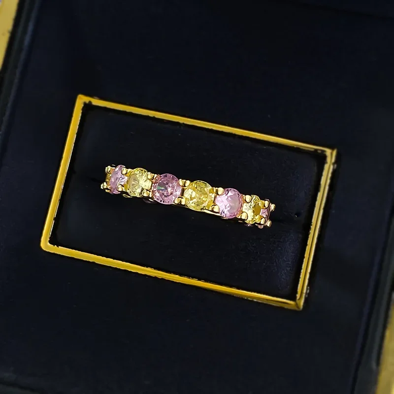 

Новое серебряное кольцо S925 для повседневной моды, темперамент Минъюань, высококачественное желто-розовое кольцо с бриллиантом, обручальные украшения