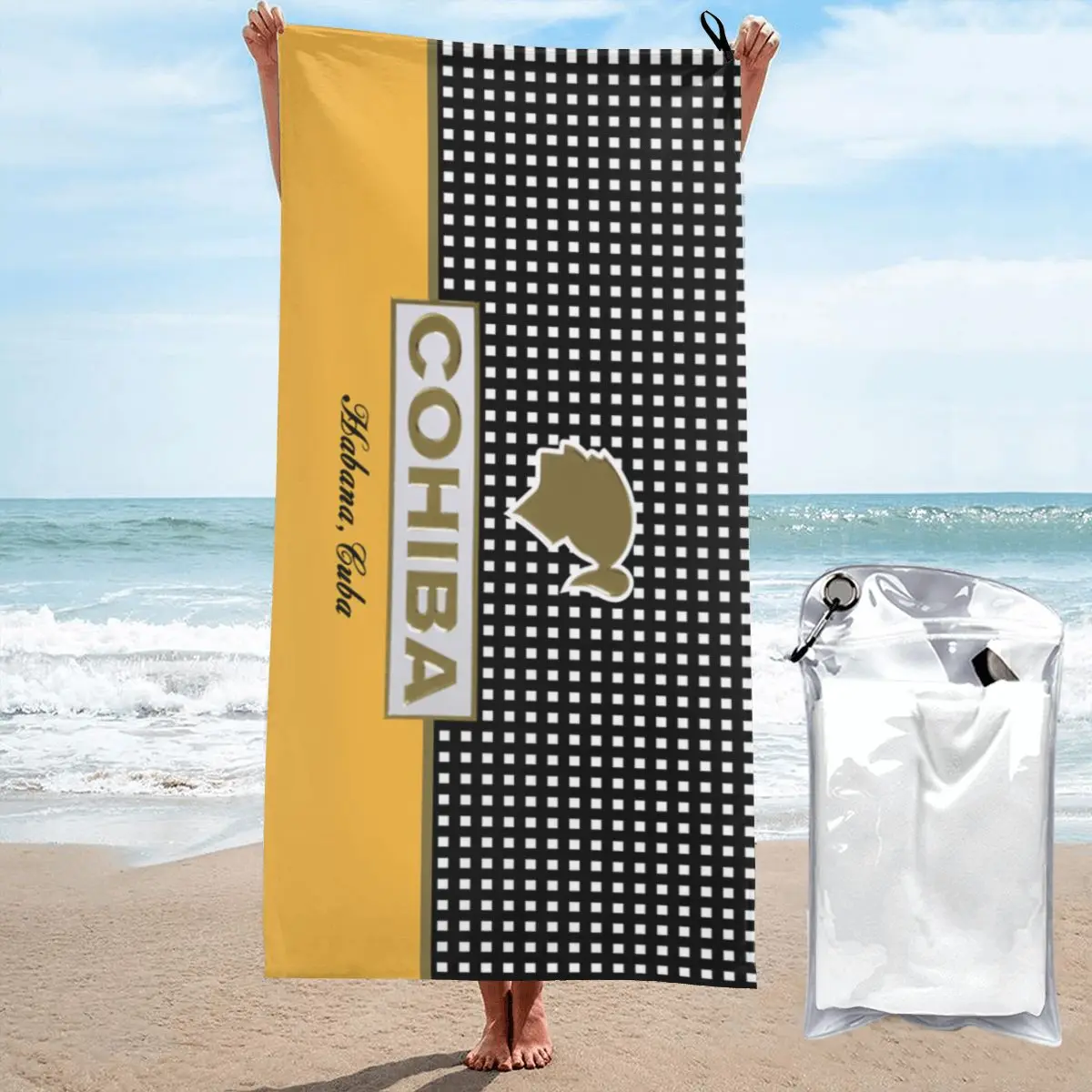 Cohiba Habana Cuba Cigar Beach Towel 2023 Summer Microfiber Bath Towel No Sand Quick-Dry Surf Towels