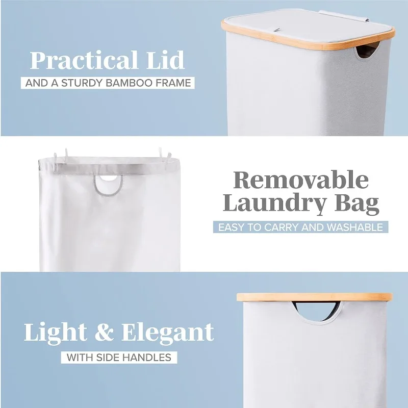 26 Gal. Laundry Basket with Lid, Made from Breathable Fabric Aesthetic Clothes Hampers for Laundry with Side Handles